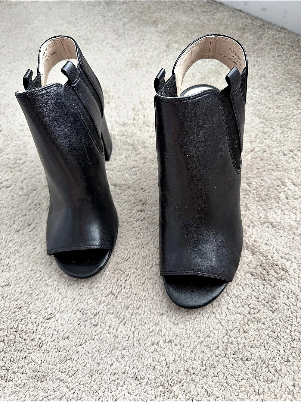 Cole Haan Grand.OS Black Peep Toe Heeled Booties US 6B
